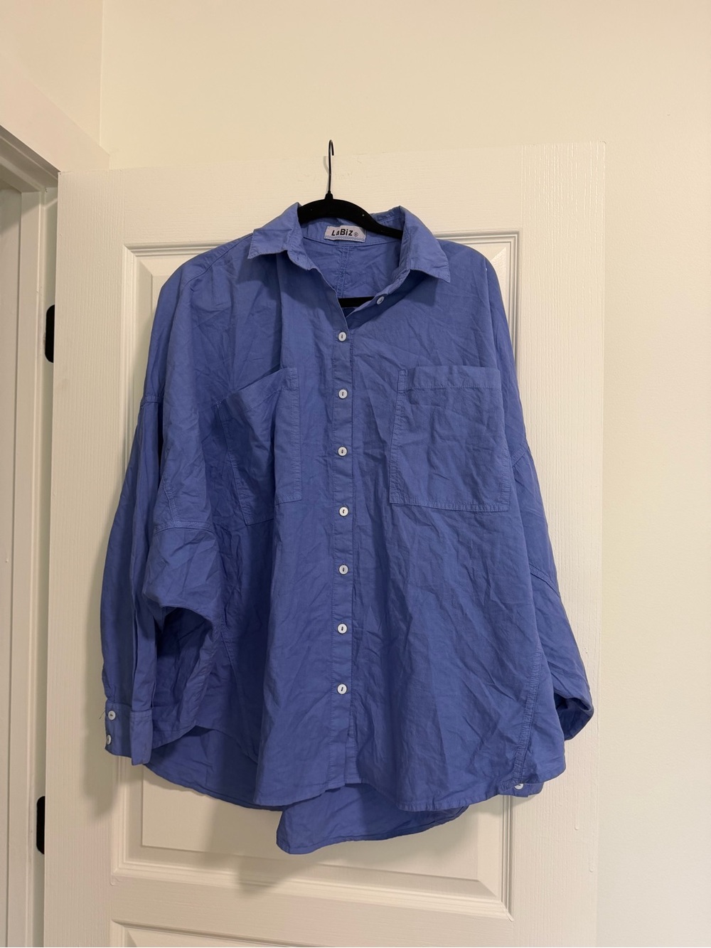 LaBiz Blue oversized button-up shirt #oversized #buttonup size small